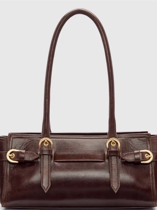 Reformation Handbags - Reformation Beatrice Chestnut Brown Leather Shoulder Bag with Gold Hardware